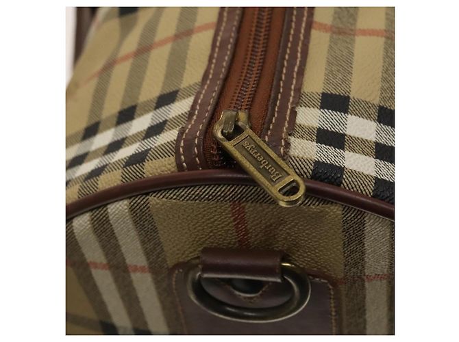 Autre Marque Borsa Boston Burberrys Nova Check in pelle PVC 2 vie beige oro Auth 131032 D'oro - vista 11