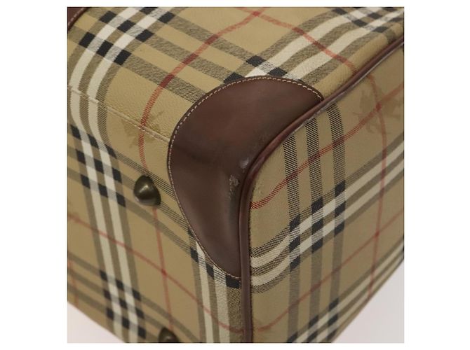 Autre Marque Borsa Boston Burberrys Nova Check in pelle PVC 2 vie beige oro Auth 131032 D'oro - vista 14
