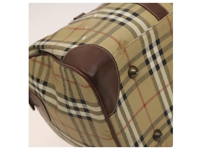 Autre Marque Borsa Boston Burberrys Nova Check in pelle PVC 2 vie beige oro Auth 131032 D'oro - vista 15