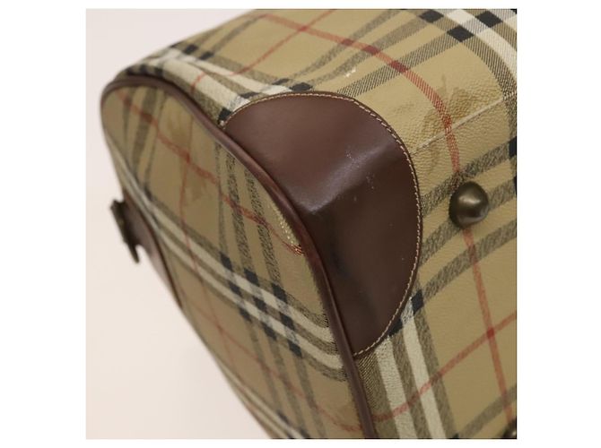 Autre Marque Borsa Boston Burberrys Nova Check in pelle PVC 2 vie beige oro Auth 131032 D'oro - vista 16