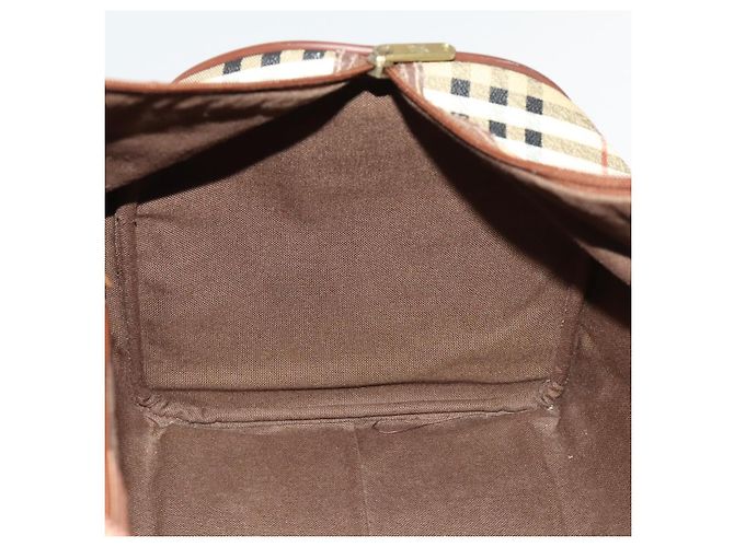 Autre Marque Borsa Boston Burberrys Nova Check in pelle PVC 2 vie beige oro Auth 131032 D'oro - vista 19