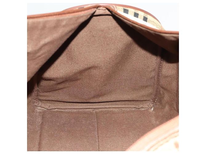 Autre Marque Borsa Boston Burberrys Nova Check in pelle PVC 2 vie beige oro Auth 131032 D'oro - vista 20