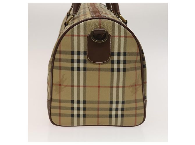 Autre Marque Borsa Boston Burberrys Nova Check in pelle PVC 2 vie beige oro Auth 131032 D'oro - vista 3