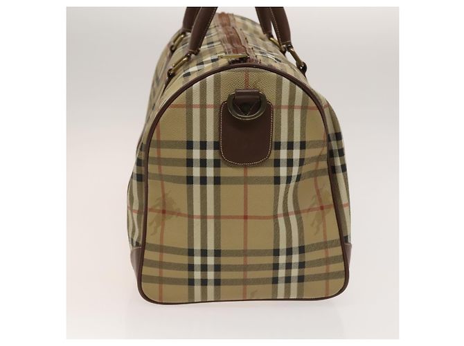 Autre Marque Borsa Boston Burberrys Nova Check in pelle PVC 2 vie beige oro Auth 131032 D'oro - vista 4