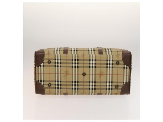 Autre Marque Borsa Boston Burberrys Nova Check in pelle PVC 2 vie beige oro Auth 131032 D'oro - vista 5
