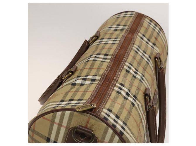 Autre Marque Borsa Boston Burberrys Nova Check in pelle PVC 2 vie beige oro Auth 131032 D'oro - vista 6