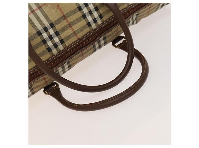 Autre Marque Borsa Boston Burberrys Nova Check in pelle PVC 2 vie beige oro Auth 131032 D'oro - vista 7