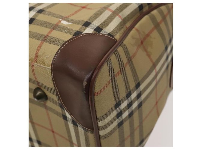 Autre Marque Borsa Boston Burberrys Nova Check in pelle PVC 2 vie beige oro Auth 131032 D'oro - vista 9