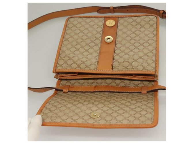 Céline Borsa a Spalla in Tela Macadam CELINE PVC Beige Oro Auth 133028 D'oro - vista 10