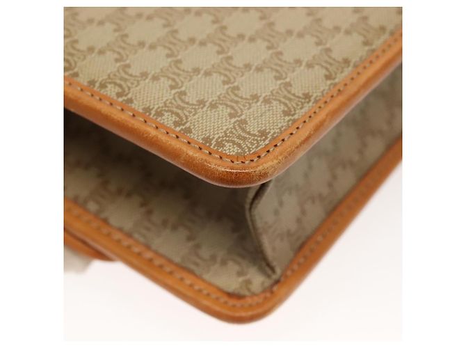 Céline Borsa a Spalla in Tela Macadam CELINE PVC Beige Oro Auth 133028 D'oro - vista 15