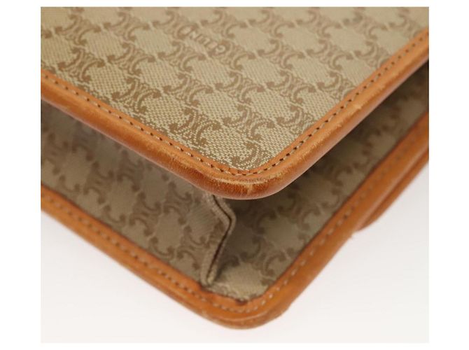Céline Borsa a Spalla in Tela Macadam CELINE PVC Beige Oro Auth 133028 D'oro - vista 16