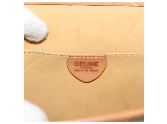 Céline Borsa a Spalla in Tela Macadam CELINE PVC Beige Oro Auth 133028 D'oro - vista 18