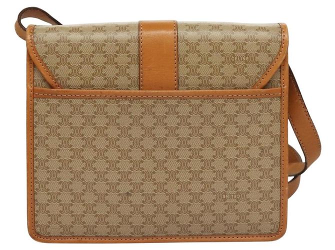 Céline Borsa a Spalla in Tela Macadam CELINE PVC Beige Oro Auth 133028 D'oro - vista 2