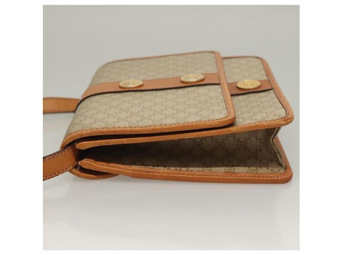 Céline Borsa a Spalla in Tela Macadam CELINE PVC Beige Oro Auth 133028 D'oro - vista 4