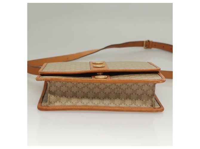 Céline Borsa a Spalla in Tela Macadam CELINE PVC Beige Oro Auth 133028 D'oro - vista 5