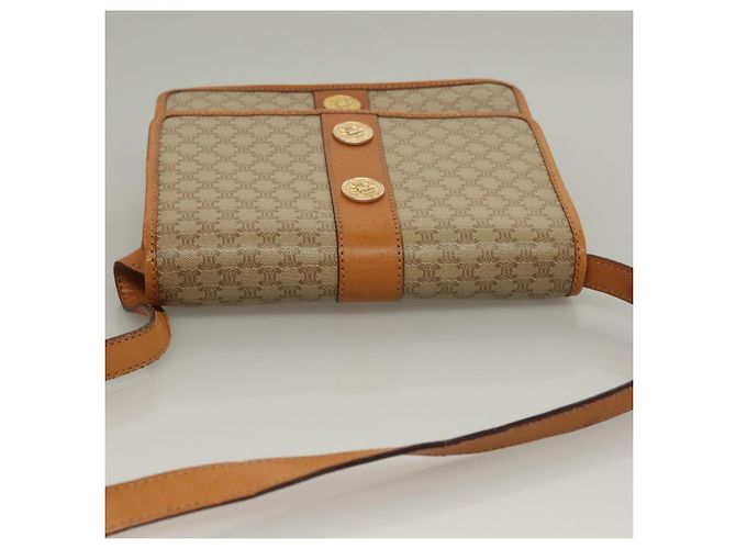 Céline Borsa a Spalla in Tela Macadam CELINE PVC Beige Oro Auth 133028 D'oro - vista 6