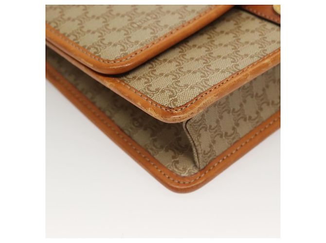 Céline Borsa a Spalla in Tela Macadam CELINE PVC Beige Oro Auth 133028 D'oro - vista 9