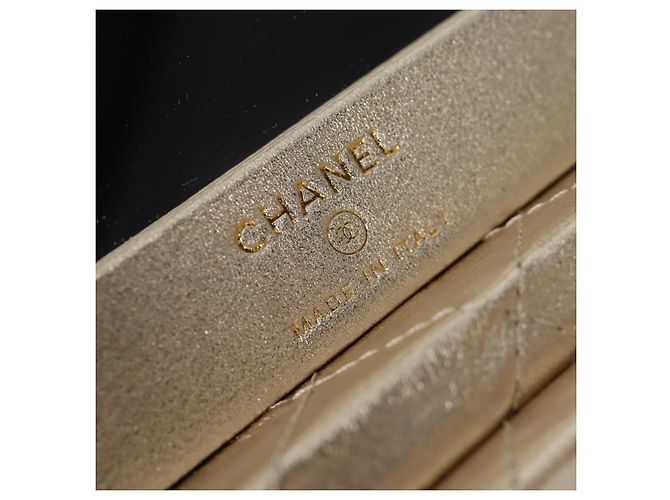 CHANEL Matelassé Schmuckkästchen Schmuckbox Lammleder Gold CC Auth 129974SM Golden - Ansicht 19