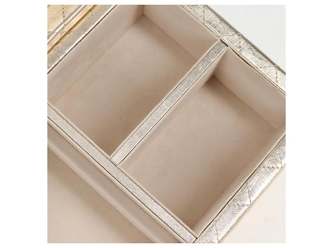 CHANEL Matelassé Schmuckkästchen Schmuckbox Lammleder Gold CC Auth 129974SM Golden - Ansicht 20