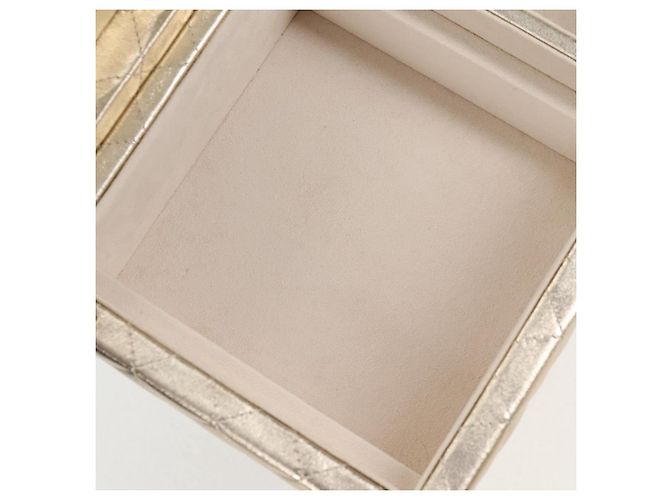 CHANEL Matelassé Schmuckkästchen Schmuckbox Lammleder Gold CC Auth 129974SM Golden - Ansicht 21