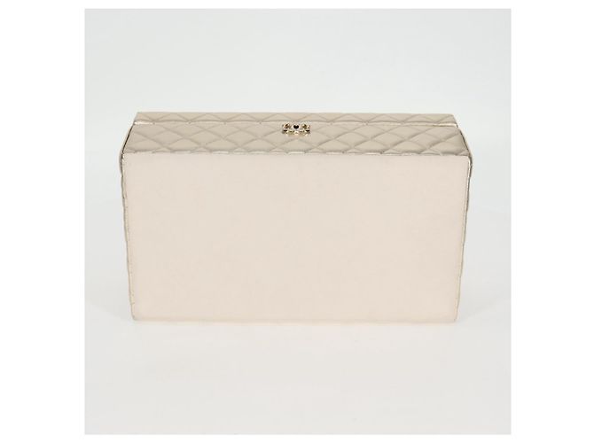 CHANEL Matelassé Schmuckkästchen Schmuckbox Lammleder Gold CC Auth 129974SM Golden - Ansicht 6