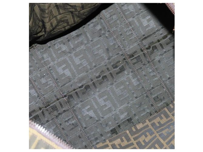 Borsa Boston in tela Zucca FENDI marrone nero Auth BA4042 - vista 10