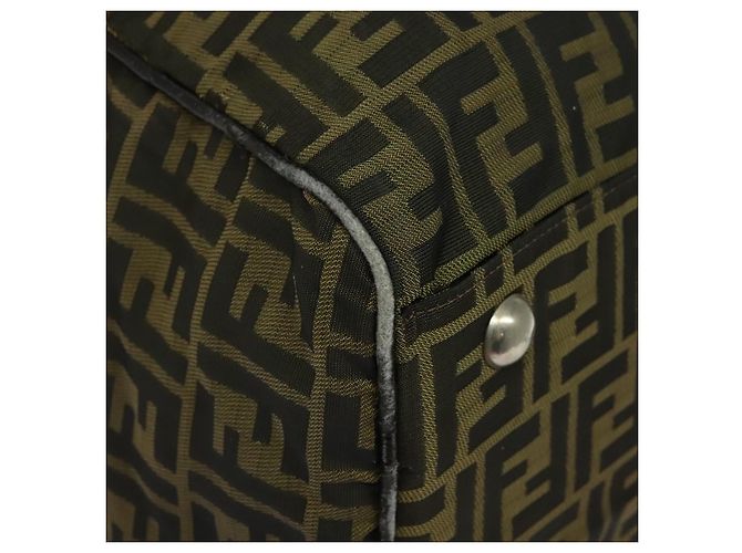 Borsa Boston in tela Zucca FENDI marrone nero Auth BA4042 - vista 16