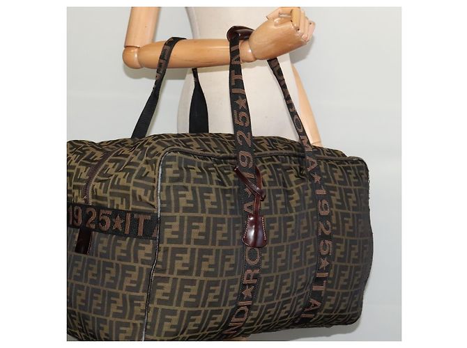 Borsa Boston in tela Zucca FENDI marrone nero Auth BA4042 - vista 21