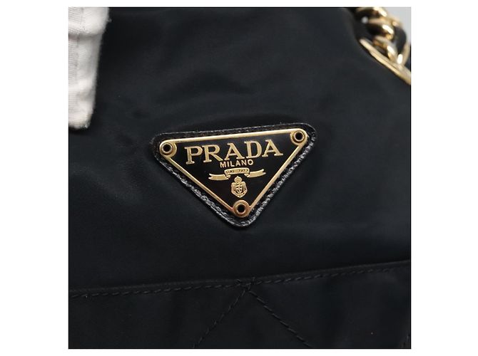 Borsa a Spalla con Catena PRADA in Nylon Blu Navy Oro Auth sw1307 D'oro - vista 17