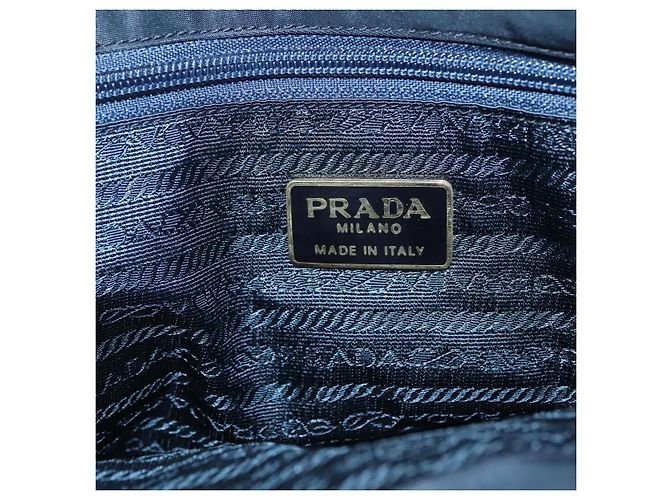 Borsa a Spalla con Catena PRADA in Nylon Blu Navy Oro Auth sw1307 D'oro - vista 18