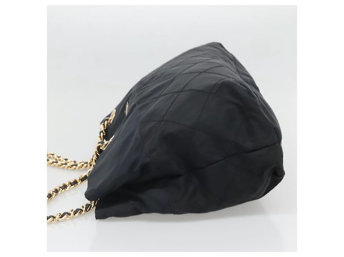 Borsa a Spalla con Catena PRADA in Nylon Blu Navy Oro Auth sw1307 D'oro - vista 4