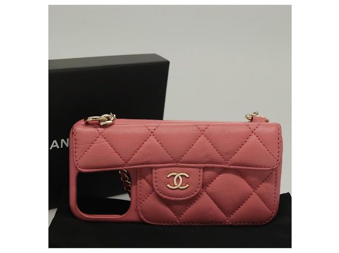 Camera CHANEL Matelasse Chain iPhone Case Lamb Skin Pink CC Auth PP819 - view 12