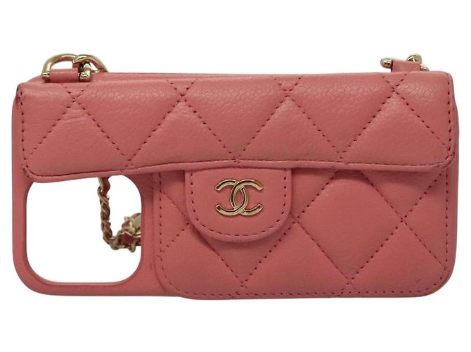 Camera CHANEL Matelasse Chain iPhone Case Lamb Skin Pink CC Auth PP819 - view 13