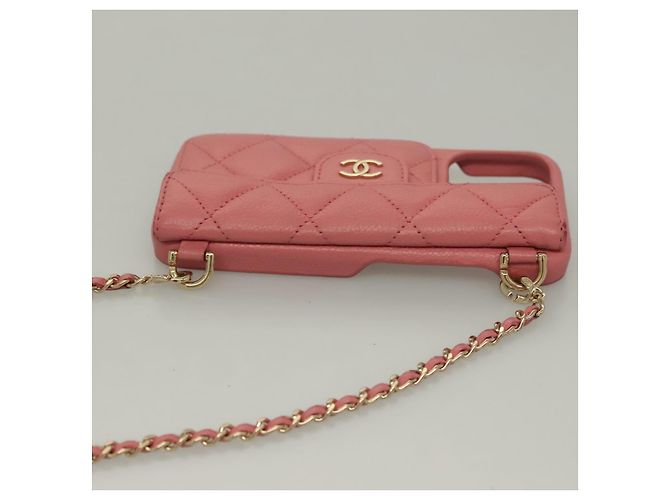 Camera CHANEL Matelasse Chain iPhone Case Lamb Skin Pink CC Auth PP819 - view 6