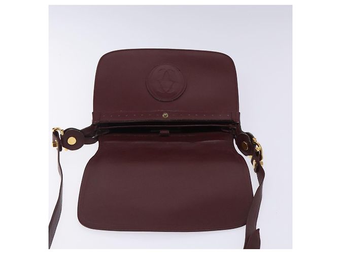 Cartier Borsa a spalla Must Line in pelle bordeaux e oro Auth gh394 D'oro Bordò - vista 10