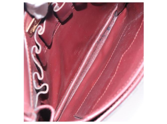 Cartier Borsa a spalla Must Line in pelle bordeaux e oro Auth gh394 D'oro Bordò - vista 12