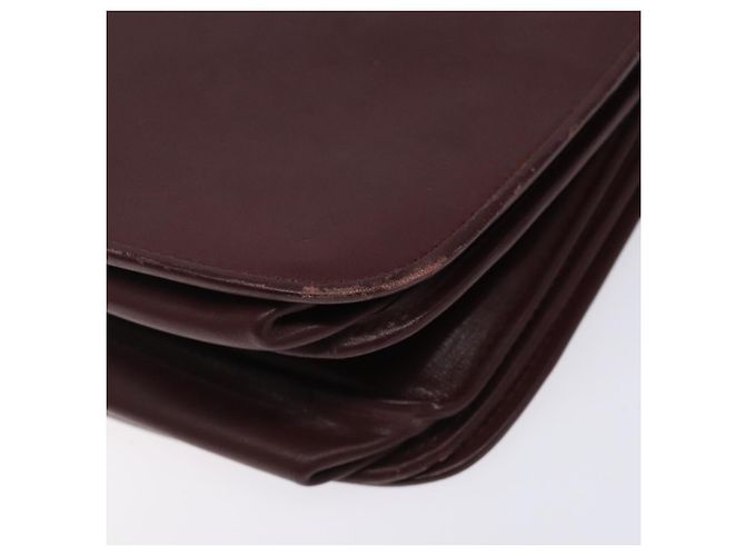 Cartier Borsa a spalla Must Line in pelle bordeaux e oro Auth gh394 D'oro Bordò - vista 15