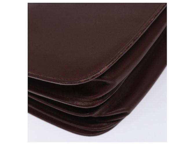 Cartier Borsa a spalla Must Line in pelle bordeaux e oro Auth gh394 D'oro Bordò - vista 16