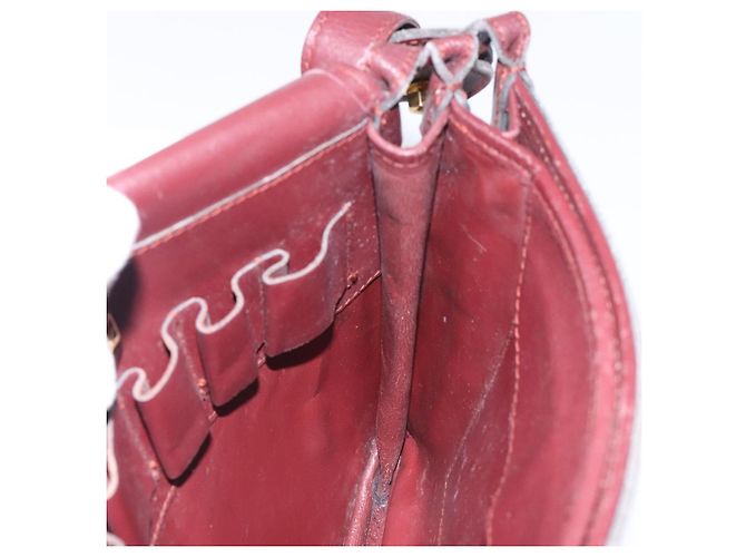 Cartier Borsa a spalla Must Line in pelle bordeaux e oro Auth gh394 D'oro Bordò - vista 17