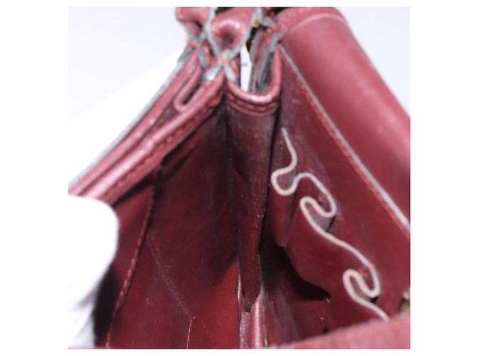 Cartier Borsa a spalla Must Line in pelle bordeaux e oro Auth gh394 D'oro Bordò - vista 18