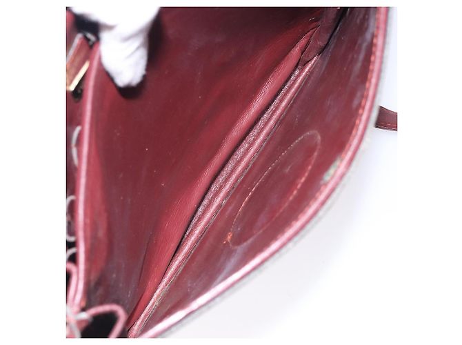 Cartier Borsa a spalla Must Line in pelle bordeaux e oro Auth gh394 D'oro Bordò - vista 19