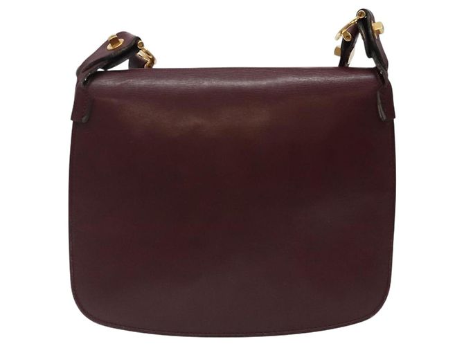 Cartier Borsa a spalla Must Line in pelle bordeaux e oro Auth gh394 D'oro Bordò - vista 2
