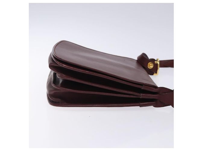 Cartier Borsa a spalla Must Line in pelle bordeaux e oro Auth gh394 D'oro Bordò - vista 3