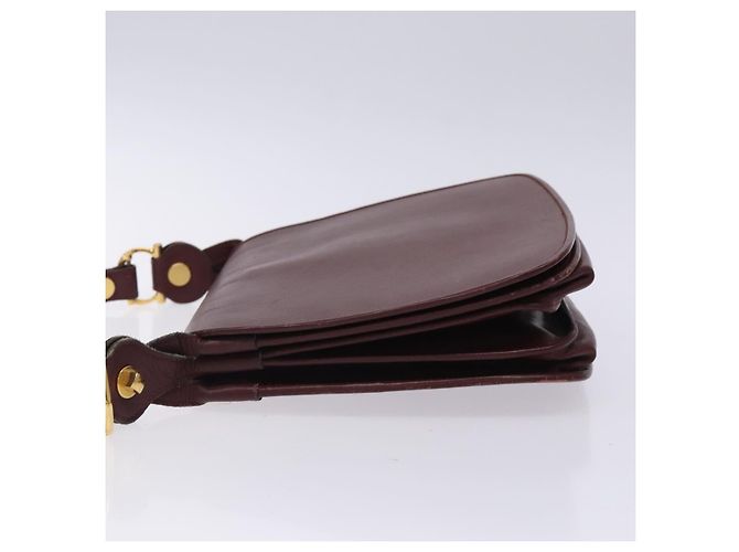 Cartier Borsa a spalla Must Line in pelle bordeaux e oro Auth gh394 D'oro Bordò - vista 4