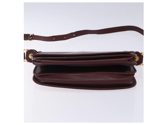 Cartier Borsa a spalla Must Line in pelle bordeaux e oro Auth gh394 D'oro Bordò - vista 5