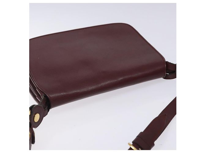 Cartier Borsa a spalla Must Line in pelle bordeaux e oro Auth gh394 D'oro Bordò - vista 6