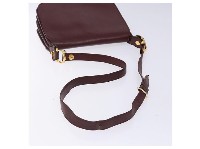 Cartier Borsa a spalla Must Line in pelle bordeaux e oro Auth gh394 D'oro Bordò - vista 7