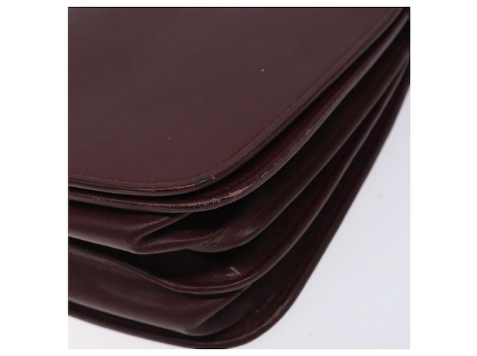Cartier Borsa a spalla Must Line in pelle bordeaux e oro Auth gh394 D'oro Bordò - vista 9