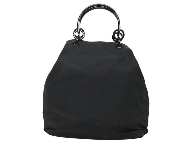 PRADA Borsa a mano in nylon nera Auth bs28060 Nero - vista 2