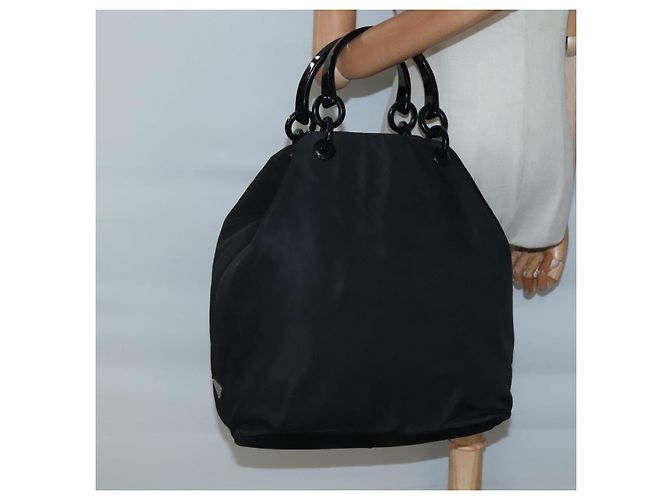 PRADA Borsa a mano in nylon nera Auth bs28060 Nero - vista 22
